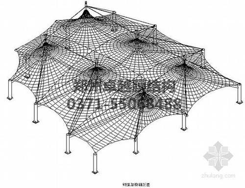 設(shè)計(jì)圖中可以看出索膜結(jié)構(gòu)一般由膜材、索結(jié)構(gòu)、支架結(jié)構(gòu)三部分組成