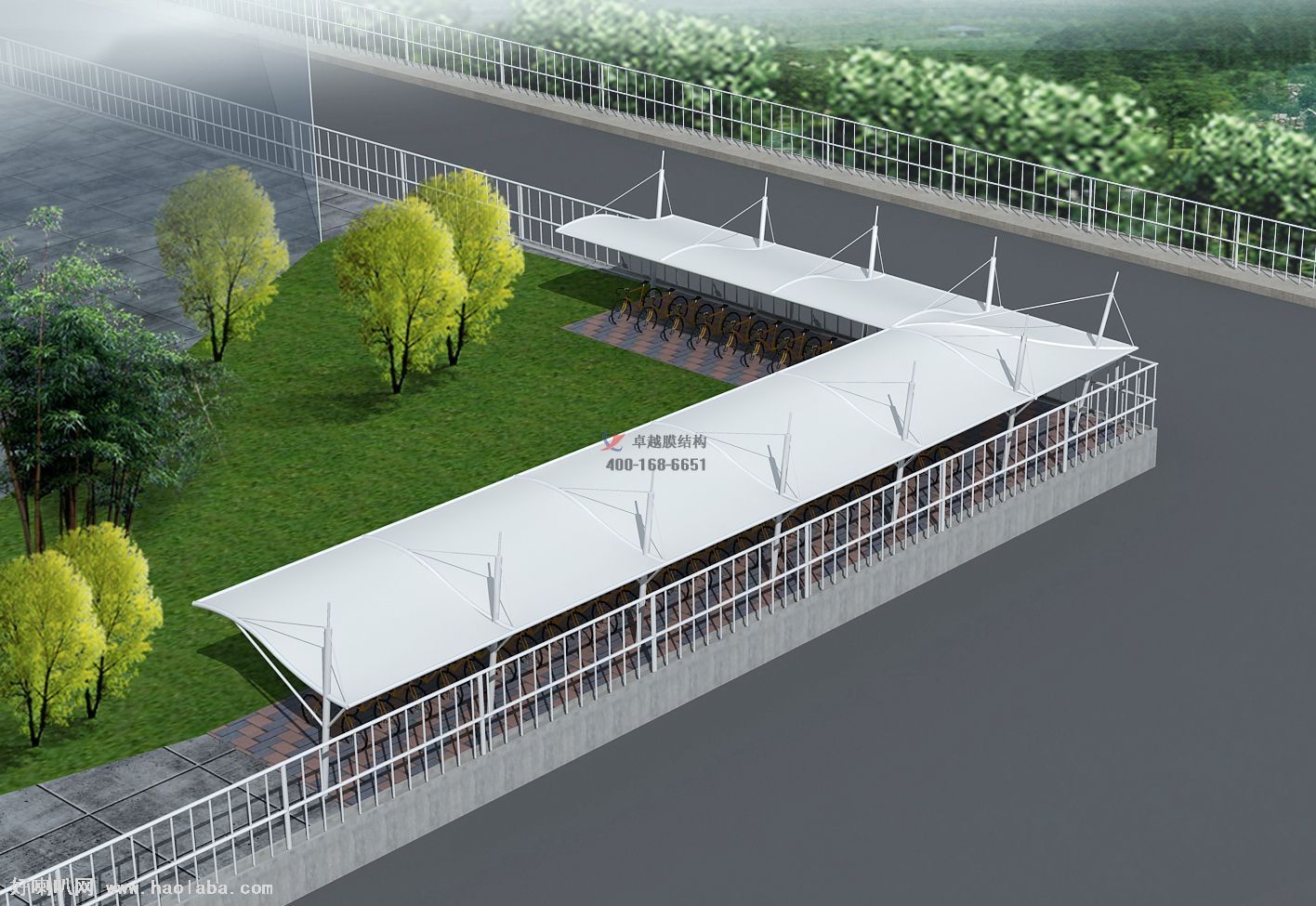 烏蘭察布膜結(jié)構車棚【烏蘭察布市交通運輸資源開發(fā)集團有限公司等】設計施工案例